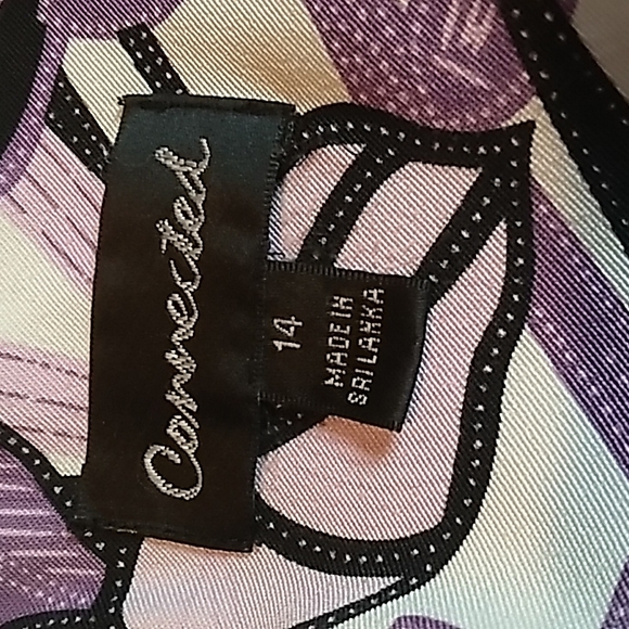 Connected Women's tailored dress in purples, white & black. Size 14 - Picture 3 of 4